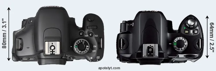 Compare T3i versus D40 top