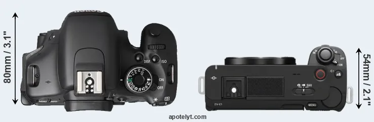 Compare T3i versus ZV-E1 top