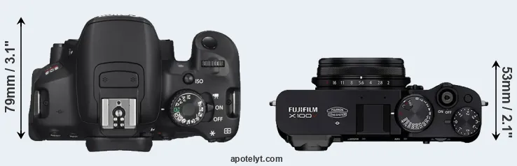 Compare T4i versus X100V top