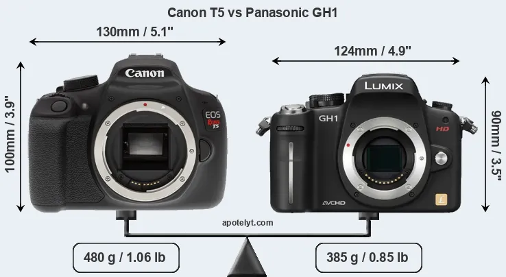 Size Canon T5 vs Panasonic GH1