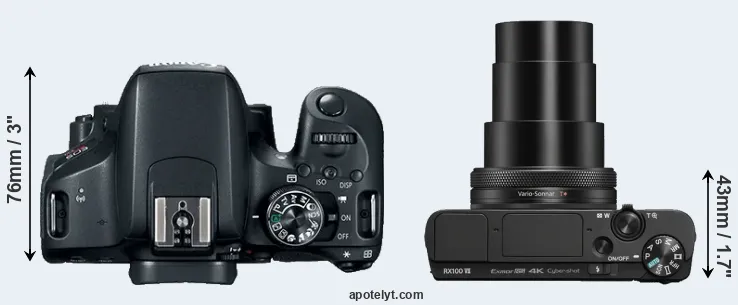 Compare T7i versus RX100 VII top