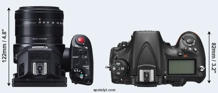 Compare XC10 versus D810 top