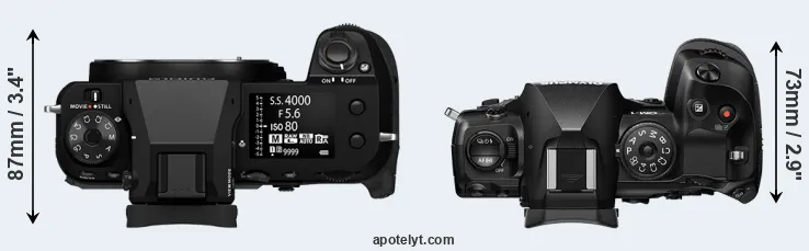 Compare GFX 100S II versus OM-1 top