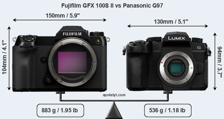 Size Fujifilm GFX 100S II vs Panasonic G97