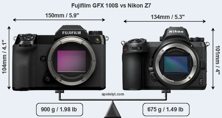 Size Fujifilm GFX 100S vs Nikon Z7
