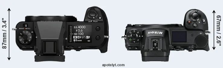 Compare GFX 100S versus Z7 top