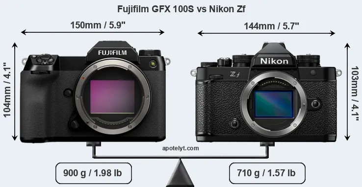 Size Fujifilm GFX 100S vs Nikon Zf