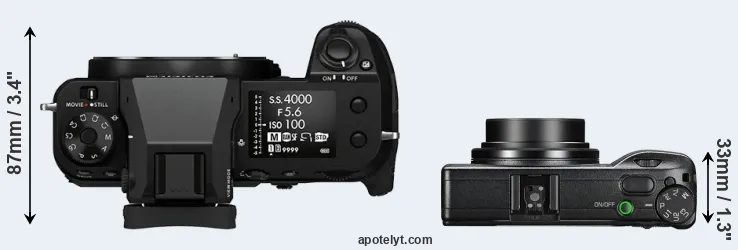 Compare GFX 100S versus GR III top