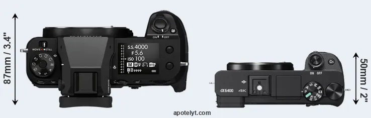 Compare GFX 50S II versus A6400 top
