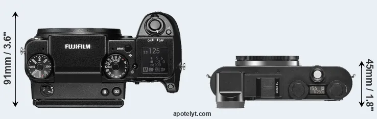 Compare GFX 50S versus CL top