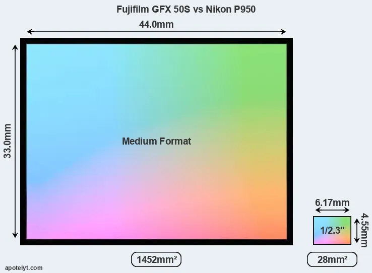 Fujifilm GFX 50S and Nikon P950 sensor measures