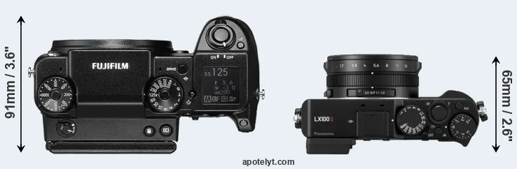 Compare GFX 50S versus LX100 II top