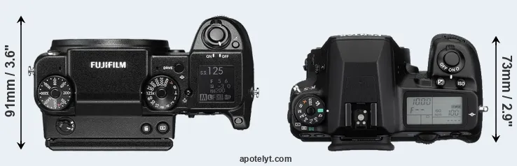 Compare GFX 50S versus K-5 top