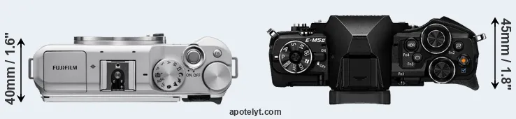 Compare X-A5 versus E-M5 II top