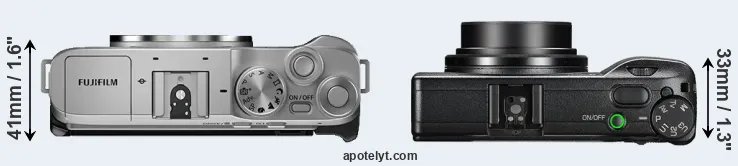 Compare X-A7 versus GR III top