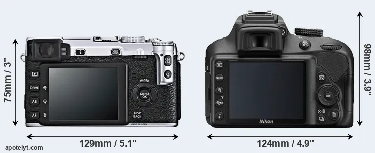 Comparison X-E1 or D3400 rear