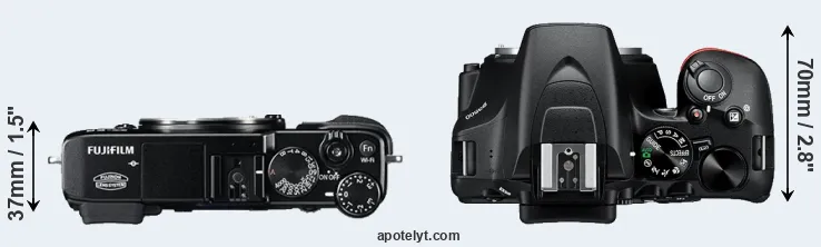 Compare X-E2 versus D3500 top