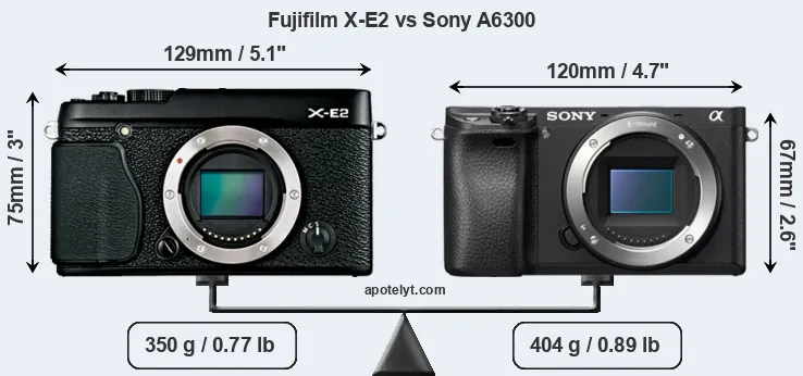 Size Fujifilm X-E2 vs Sony A6300