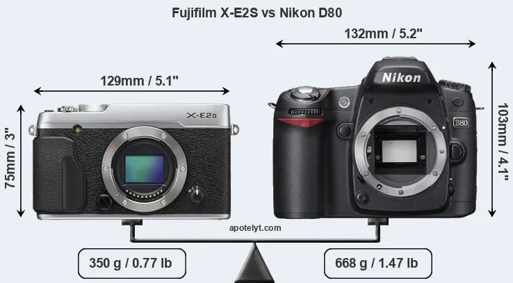 Size Fujifilm X-E2S vs Nikon D80
