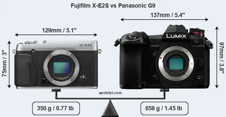 Size Fujifilm X-E2S vs Panasonic G9