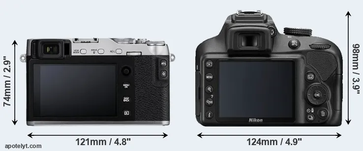 Comparison X-E3 or D3400 rear