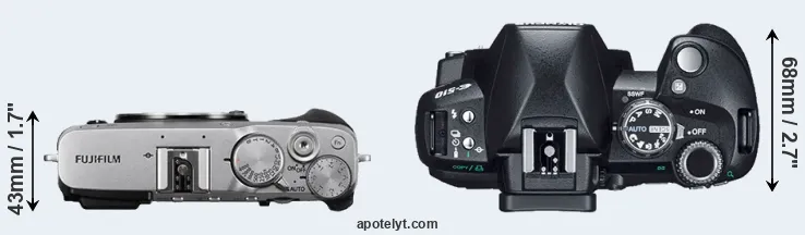 Compare X-E3 versus E-510 top
