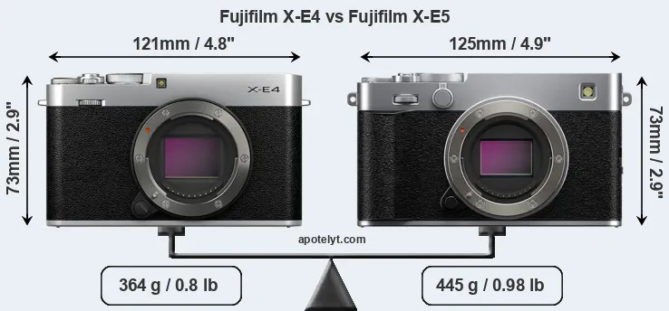 Size Fujifilm X-E4 vs Fujifilm X-E5