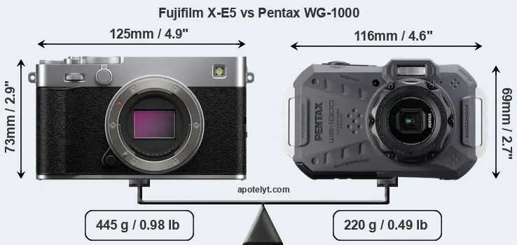 Size Fujifilm X-E5 vs Pentax WG-1000