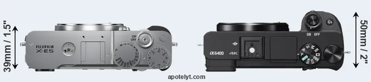 Compare X-E5 versus A6400 top