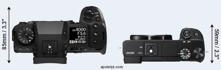 Compare X-H2 versus A6100 top