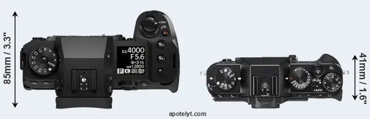Compare X-H2S versus X-T20 top