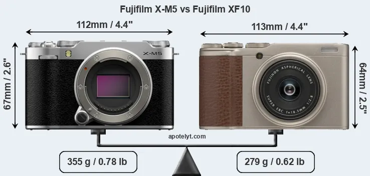 Size Fujifilm X-M5 vs Fujifilm XF10