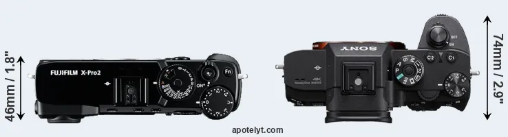 Compare X-Pro2 versus A7R III top