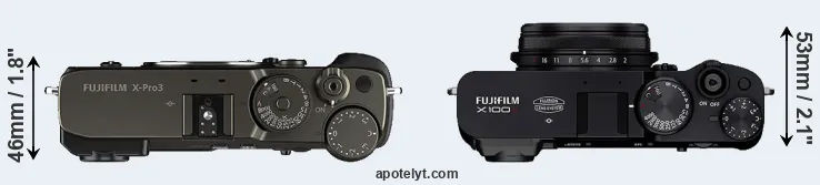 Compare X-Pro3 versus X100V top