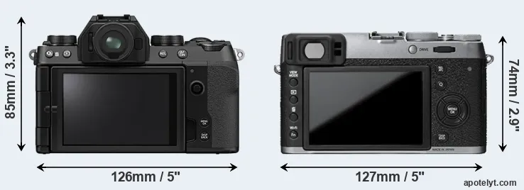 Comparison X-S10 or X100T rear