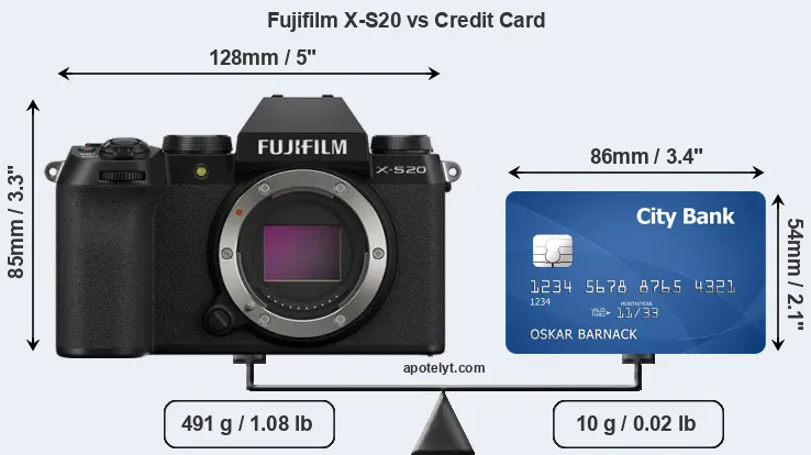 Fujifilm X-S20 vs credit card front