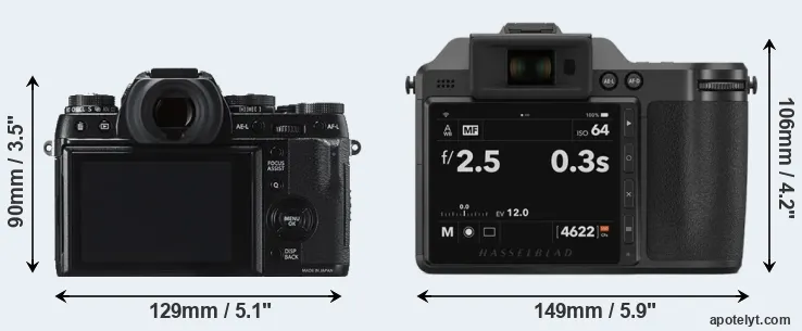 Comparison X-T1 or X2D 100C rear