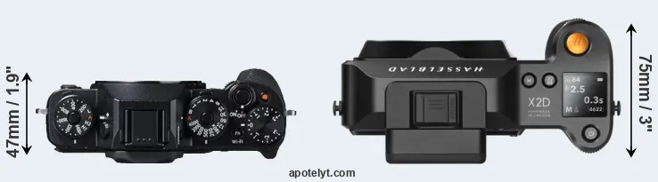 Compare X-T1 versus X2D 100C top