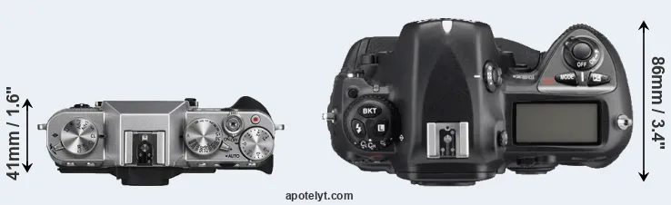 Compare X-T10 versus D2Xs top