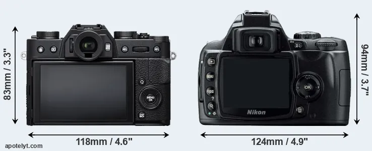 Comparison X-T20 or D40 rear