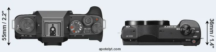 Compare X-T200 versus A5100 top