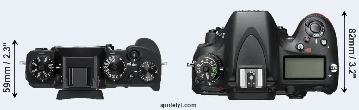 Compare X-T3 versus D600 top