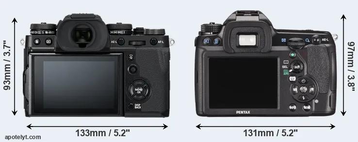Comparison X-T3 or K-5 II rear