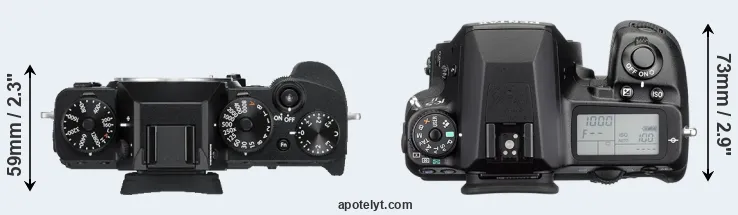 Compare X-T3 versus K-5 II top
