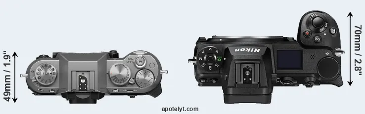Compare X-T50 versus Z6 II top