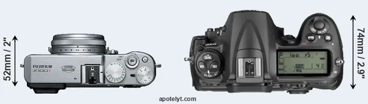Compare X100T versus D300 top