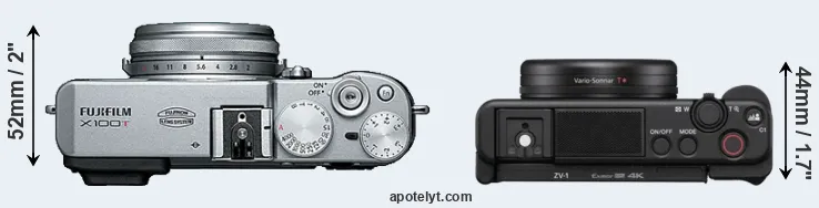 Compare X100T versus ZV-1 top