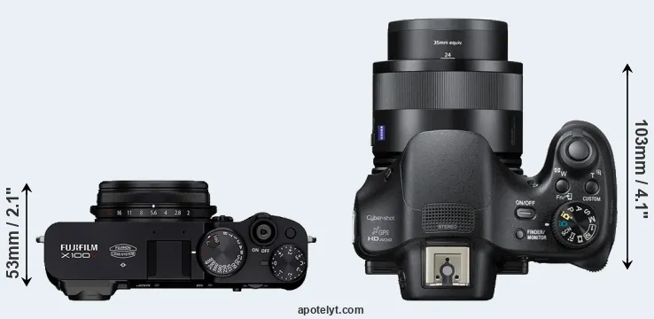 Compare X100V versus HX400V top