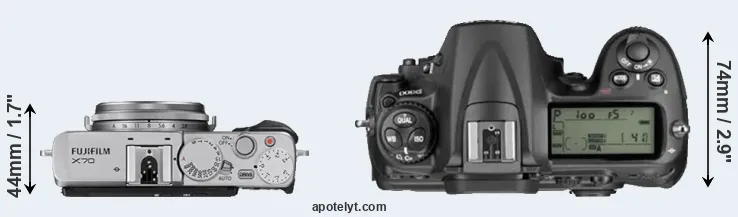 Compare X70 versus D300 top