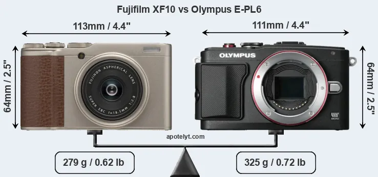Size Fujifilm XF10 vs Olympus E-PL6